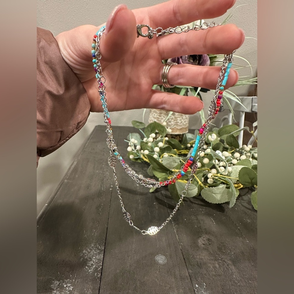 🔴Colorful Beaded Anklet with Silver Accents - Picture 1 of 2
